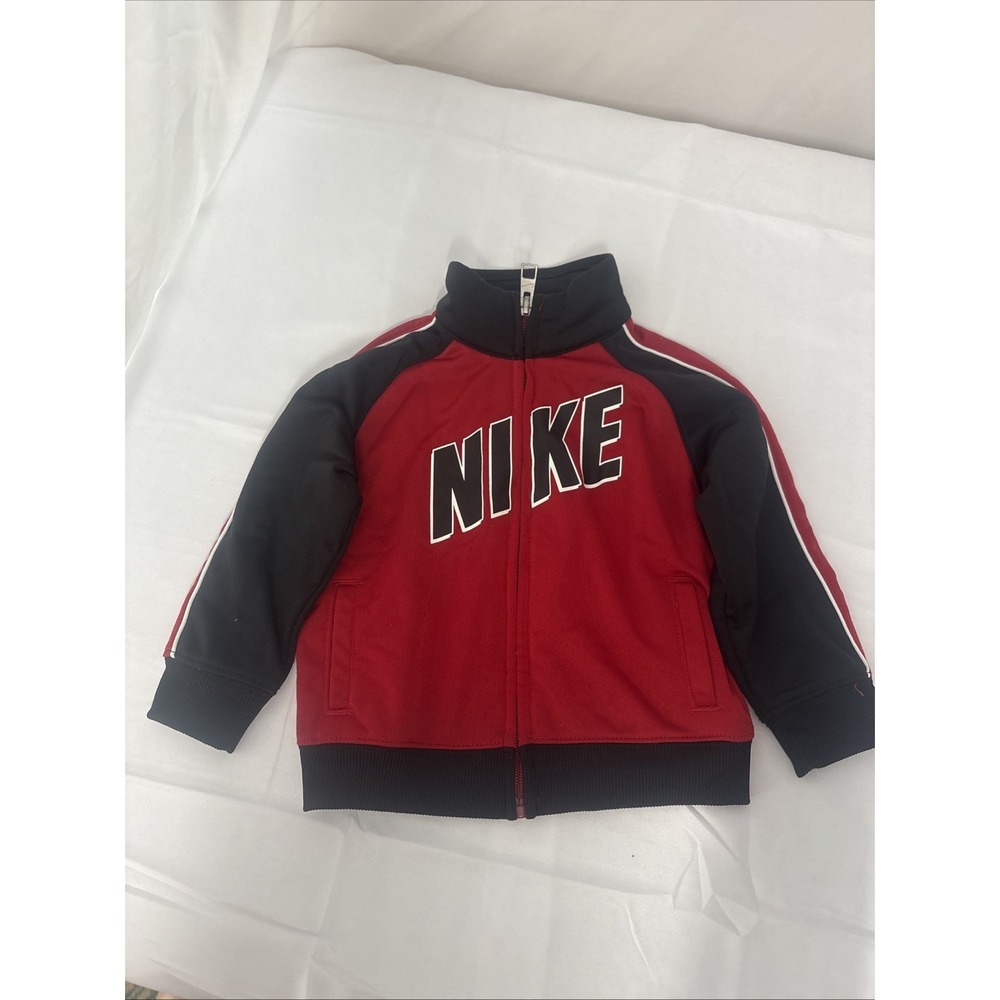 Nike Toddler Track Jacket Boys Size 18 Months Full Zip Red Black EUC